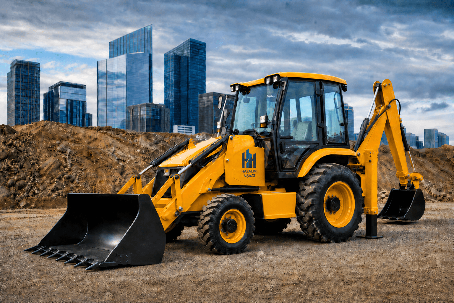 Hazalım makina parkı lastikli JCB iş makinesi filosu